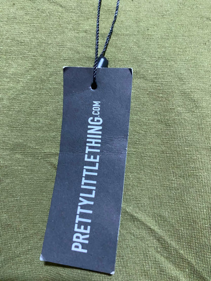 PRETTYLITTLE THING |XS| BUST 13| B46| SHAPE KHAKI RUCHED SIDE TANK TOP