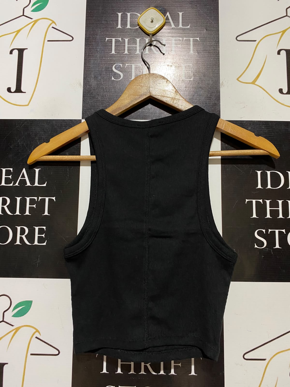 ZARA |XS| BUST 12| B46| BLACK RIBBED CROP TANK TOP