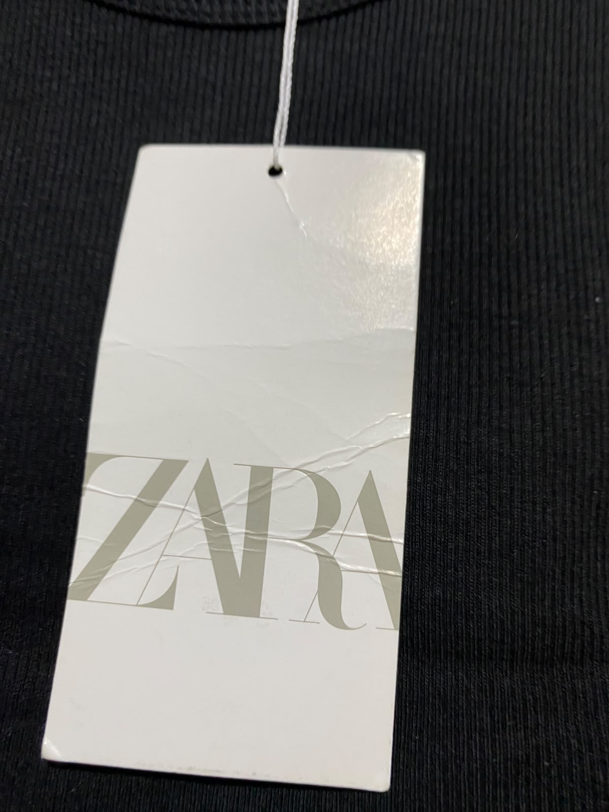 ZARA |XS| BUST 12| B46| BLACK RIBBED CROP TANK TOP