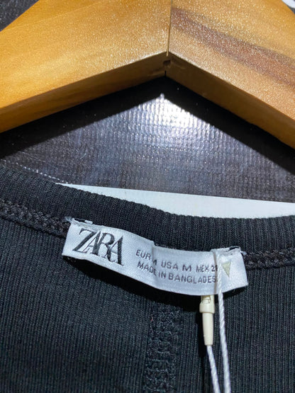 ZARA |XS| BUST 12| B46| BLACK RIBBED CROP TANK TOP