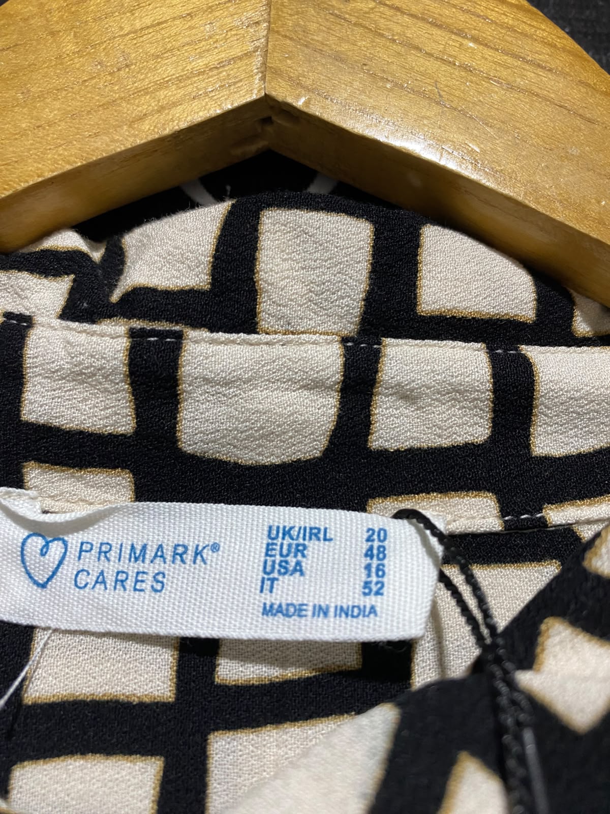 PRIMARK CARES |XL| BUST 24| B46| BLACK AND WHITE GEOMETRIC GRID PRINT SHIRT DRESS