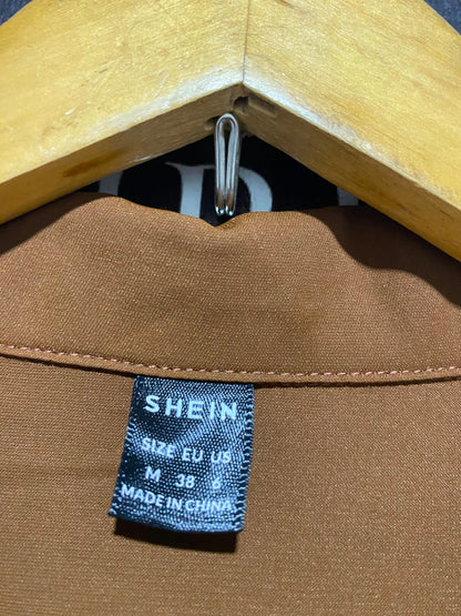 SHEIN |M| BUST 18| B46| BROWN LONG SLEEVE SURPLICE WRAP MIDI DRESS