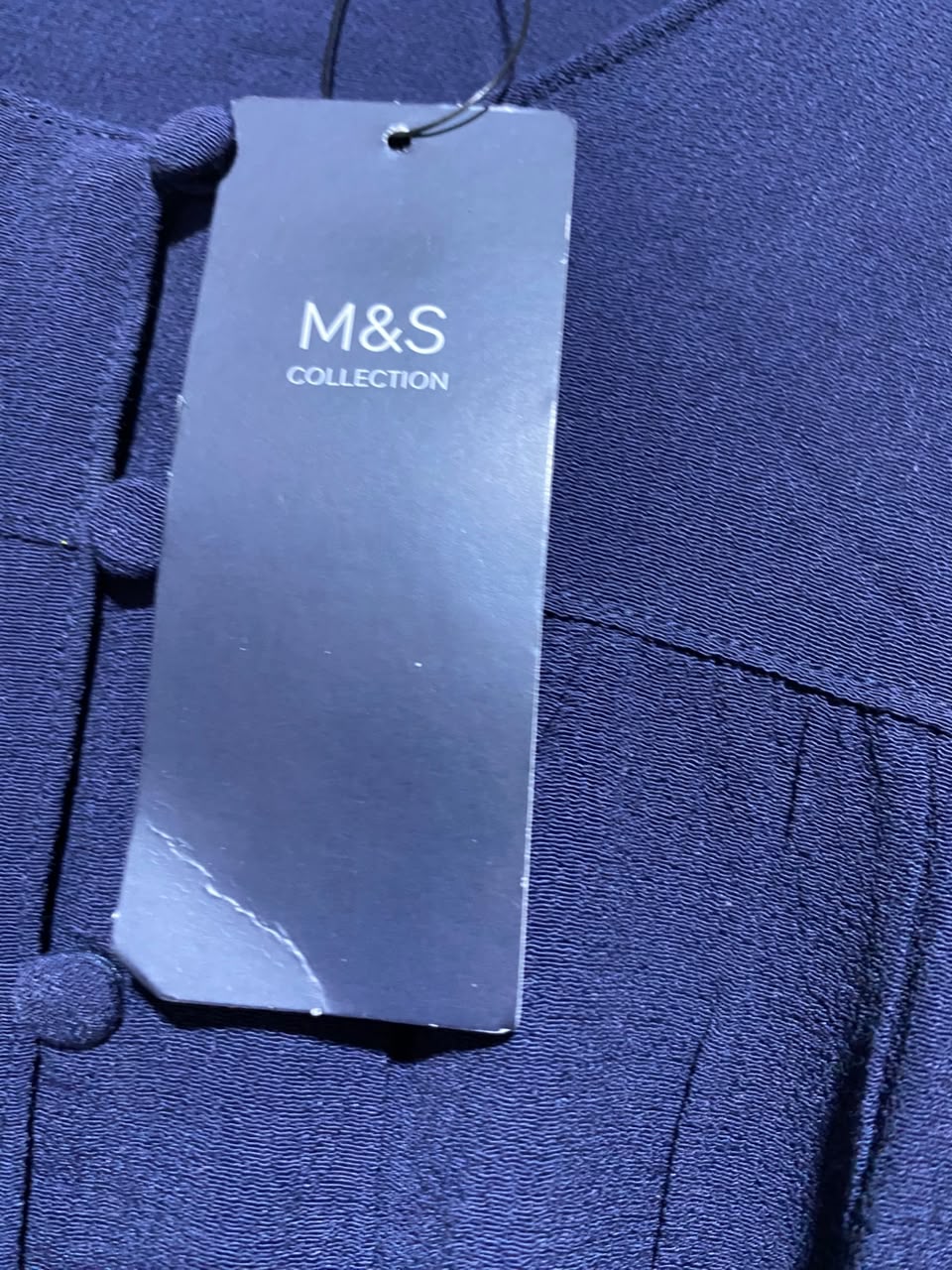 M&S |S| BUST 16| B46| NAVY BLUE LONG SLEEVE ELASTIC WAIST TIERED SKIRT MINI DRESS