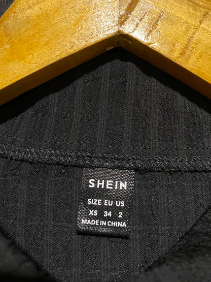 SHEIN |XL| BUST 23| B46| BLACK TEXTURED RIBBED LONG SLEEVE BUTTON DOWN SHIRT