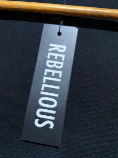 REBELLIOUS |S| BUST 14| B46| BLACK LONG SLEEVE RIBBED SHRUG CARDIGAN