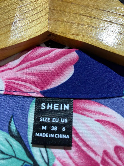 SHEIN |M| BUST 22| B46| NAVY BLUE FLORAL PRINT TIERED MAXI SHIRT DRESS