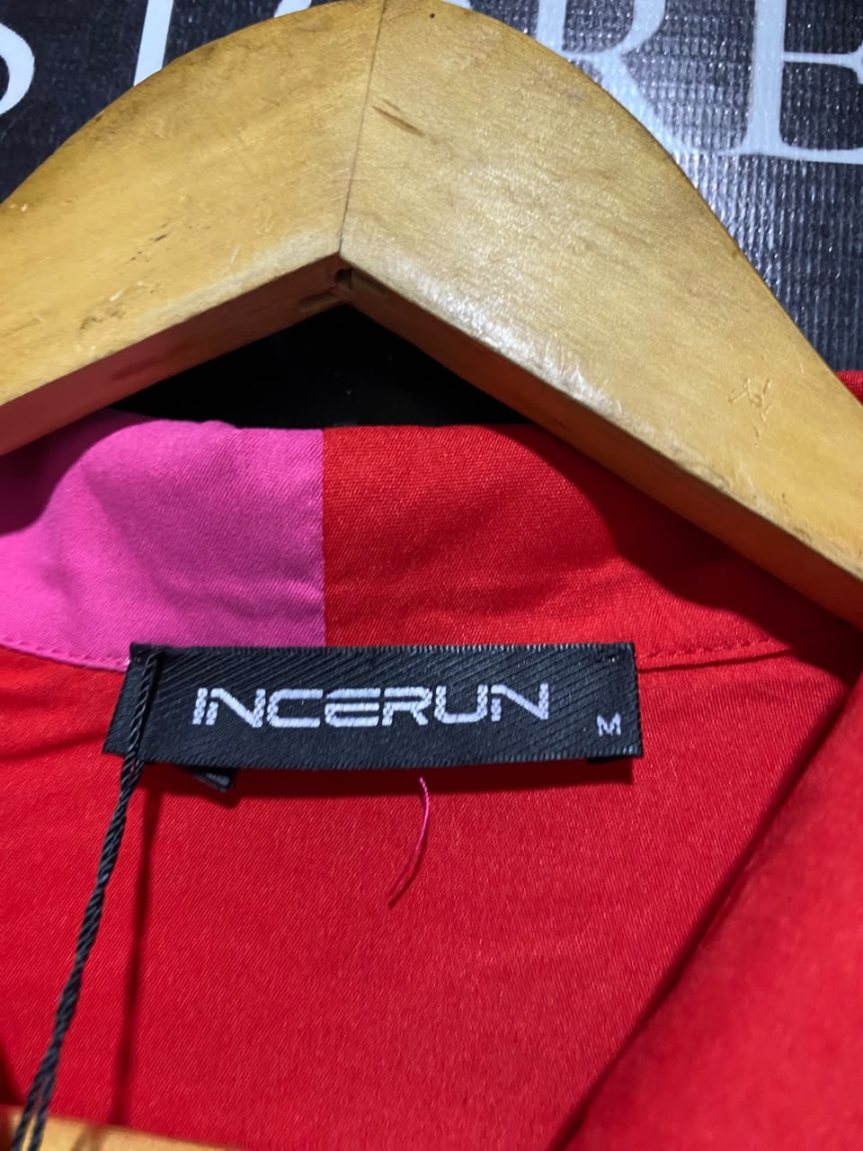 INCERUN |M| B46| RED AND PINK COLOR BLOCK BUTTON DOWN JACKET AND PANTS CO-ORD SET