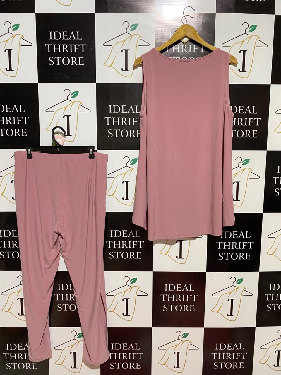 CORDELIA |XL| B46| MAUVE PINK SLEEVELESS TUNIC AND SLIT HEM JOGGERS LOUNGEWEAR CO-ORD SET