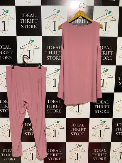 CORDELIA |XL| B46| MAUVE PINK SLEEVELESS TUNIC AND SLIT HEM JOGGERS LOUNGEWEAR CO-ORD SET