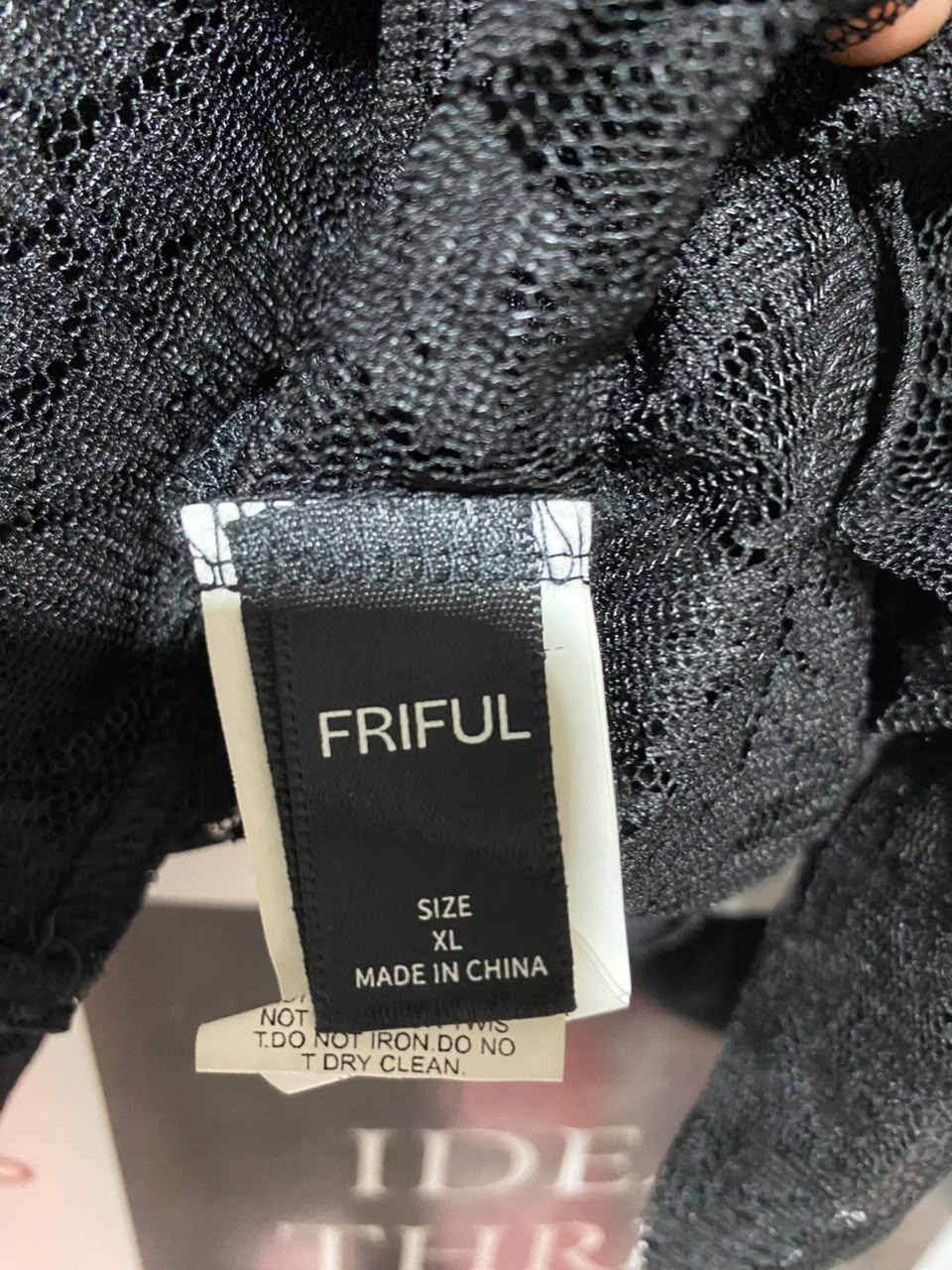 FRIFUL |XL| BUST 23| B46| BLACK SHEER FLORAL LACE LONG SLEEVE BUTTON DOWN SHIRT