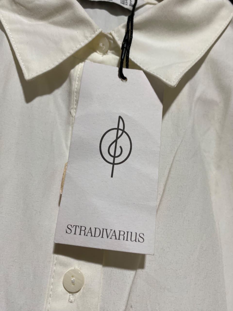 STRADIVARIUS |L| BUST 19| B46|WHITE BUTTON-DOWN SHIRT DRESS WITH CINCHED WAIST