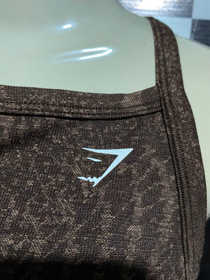 GYMSHARK |M| BUST 17| B45| BROWN ANIMAL PRINT SEAMLESS CROPPED TANK TOP