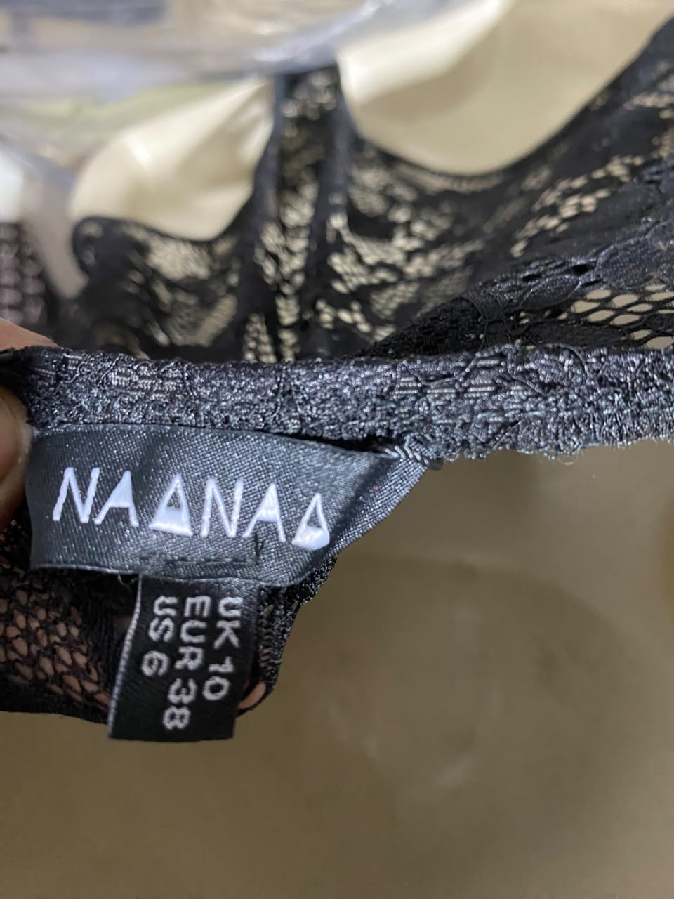 NAANAA |M| BUST 16| B45| BLACK SHEER LACE CORSET-STYLE CAMI BODYSUIT