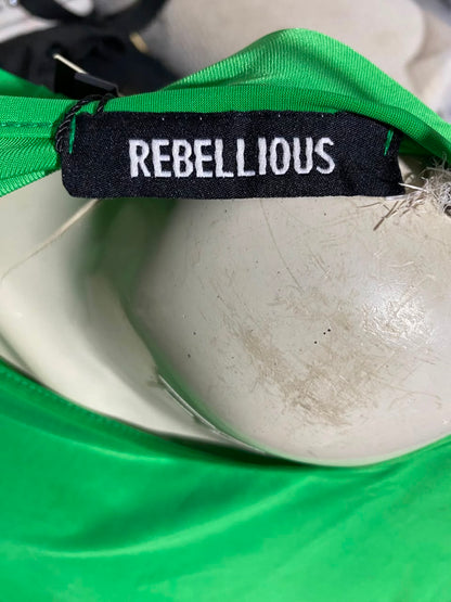 REBELLIOUS |S| BUST 16| B45| BRIGHT LIME GREEN LONG SLEEVE CUTOUT CROP TOP