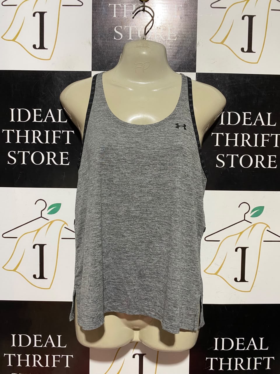 UNDER ARMOUR |XS| BUST 15| B45| GREY HEATHERED RACERBACK ACTIVEWEAR TANK TOP