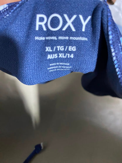 ROXY |S| BUST 15| B45| NAVY BLUE FLORAL PRINT ONE-PIECE SWIMSUIT WITH COWL NECK