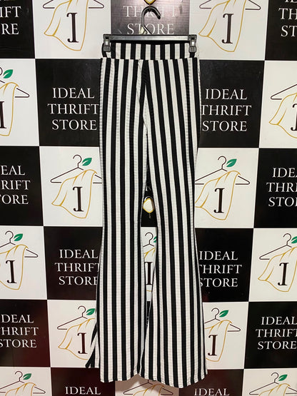 MISSPAP |XS| WAIST 24| B45| BLACK AND WHITE VERTICAL STRIPE FLARED PANTS