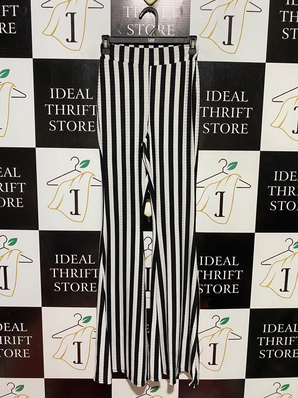 MISSPAP |XS| WAIST 24| B45| BLACK AND WHITE VERTICAL STRIPE FLARED PANTS