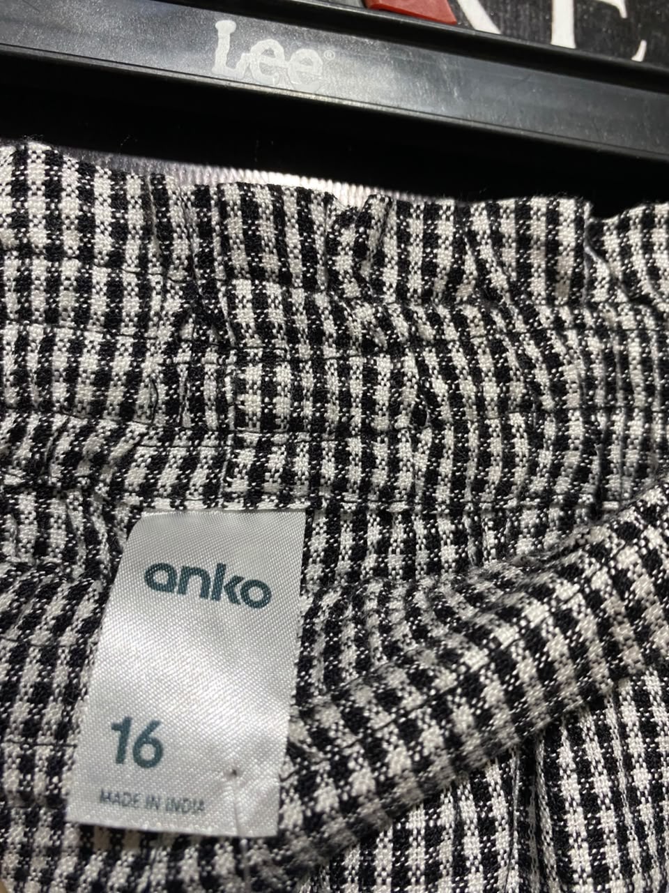 ANKO |XL| WAIST 34| B45| BLACK AND WHITE GINGHAM WIDE-LEG DRAWSTRING PANTS