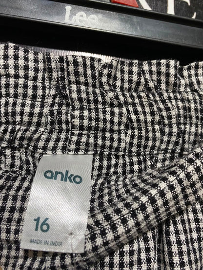 ANKO |XL| WAIST 34| B45| BLACK AND WHITE GINGHAM WIDE-LEG DRAWSTRING PANTS