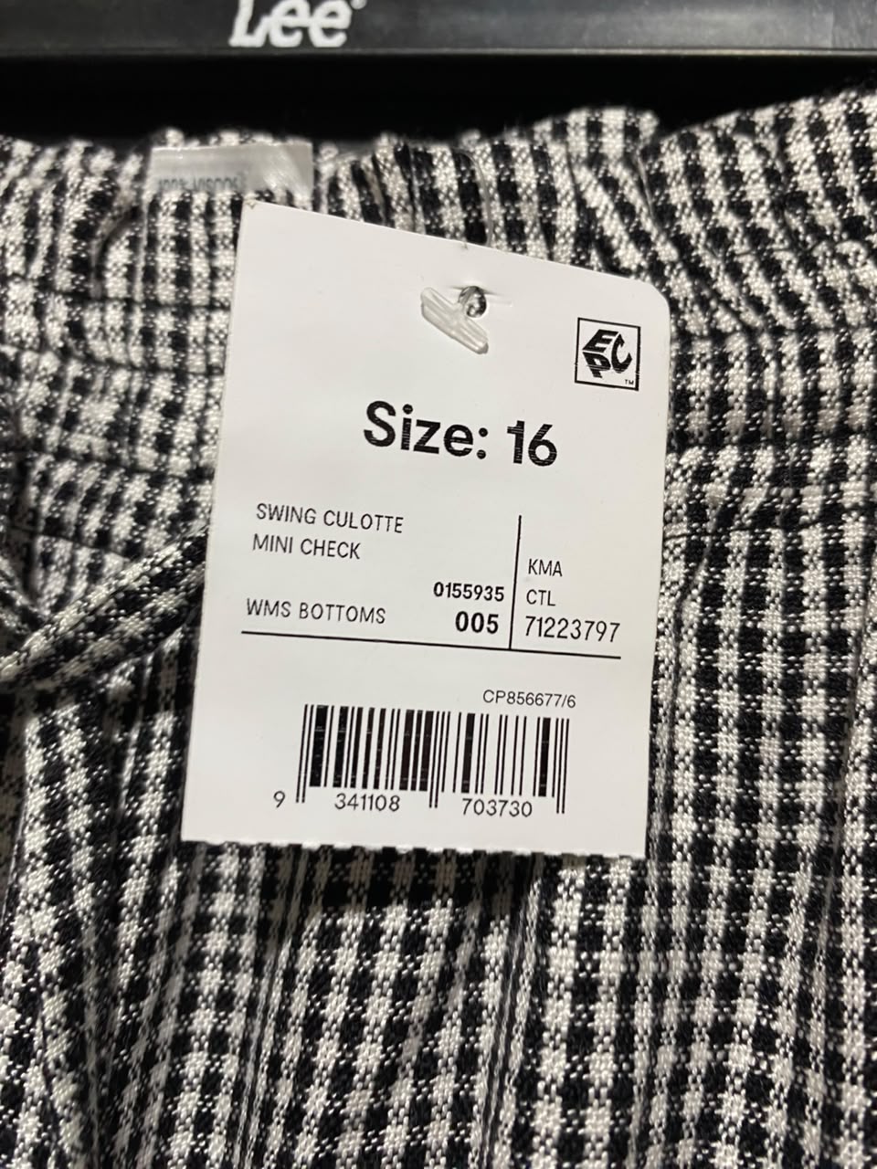 ANKO |XL| WAIST 34| B45| BLACK AND WHITE GINGHAM WIDE-LEG DRAWSTRING PANTS