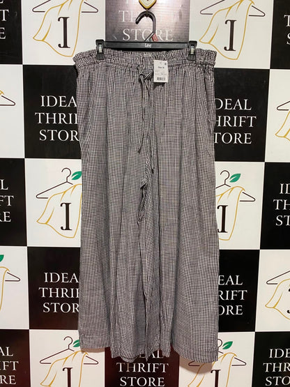 ANKO |XL| WAIST 34| B45| BLACK AND WHITE GINGHAM WIDE-LEG DRAWSTRING PANTS