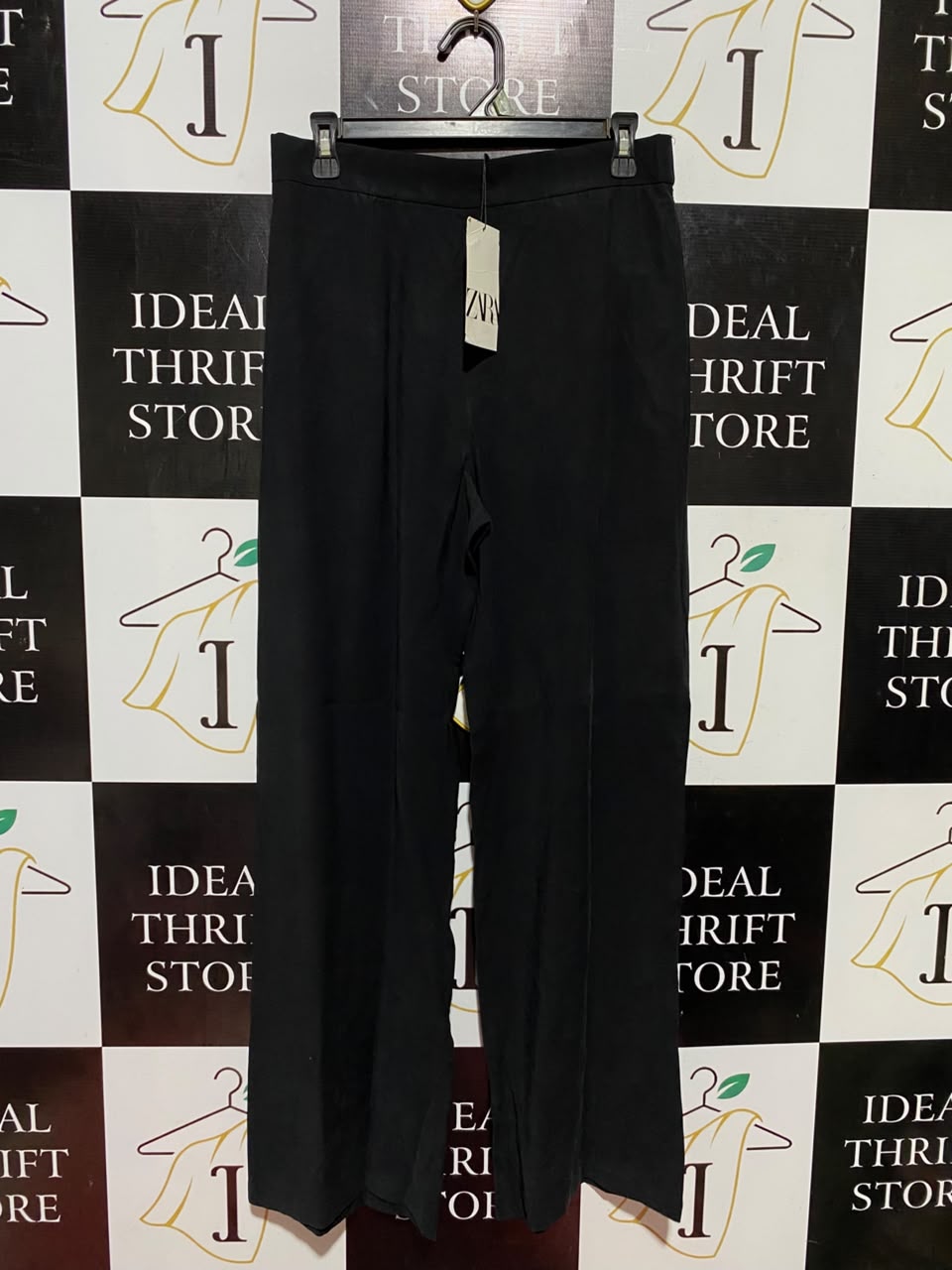 ZARA |L| WAIST 30| B45| CLASSIC BLACK HIGH-WAISTED WIDE-LEG PANTS