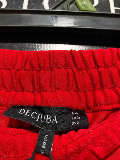 DECJUBA |S| WAIST 26| B45| RED WIDE-LEG TRACK PANTS WITH SIDE STRIPES