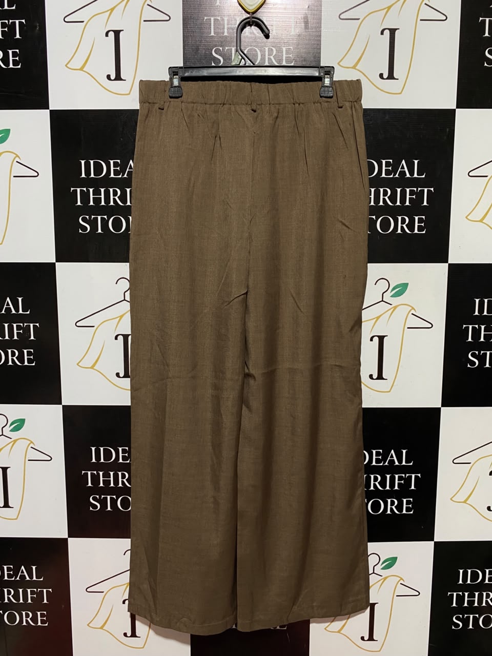|XL| WAIST 32| B45| EARTHY BROWN TAILORED WIDE-LEG LINEN-BLEND TROUSERS