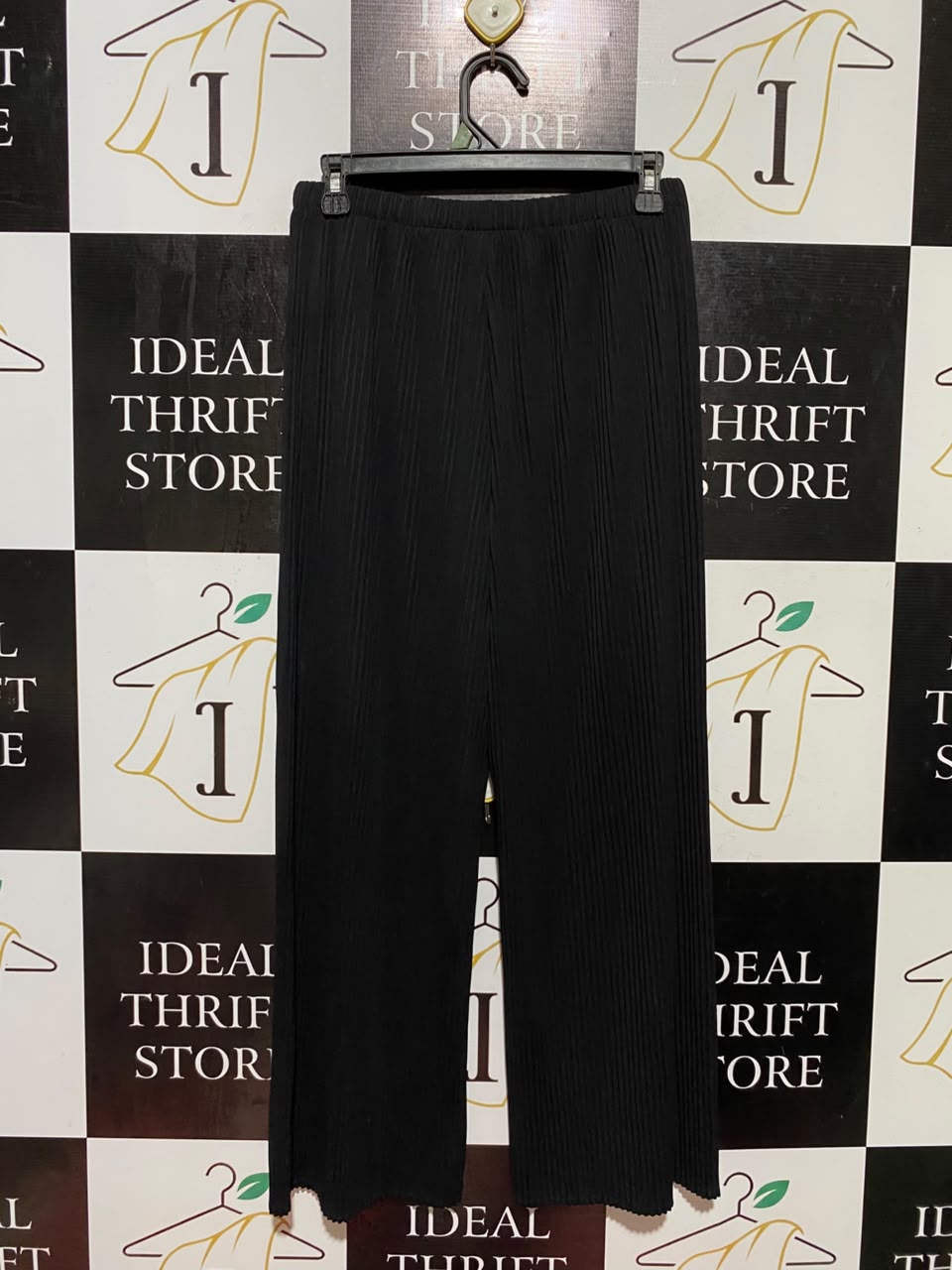 |M| WAIST 27| B45| CLASSIC BLACK PLEATED WIDE-LEG DRAWSTRING PANTS