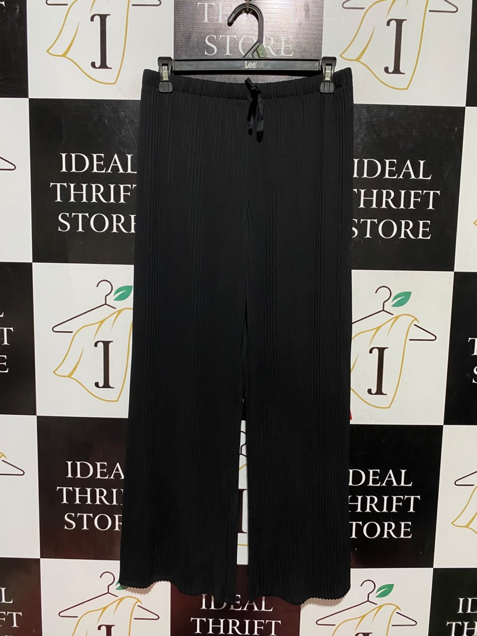 |M| WAIST 27| B45| CLASSIC BLACK PLEATED WIDE-LEG DRAWSTRING PANTS