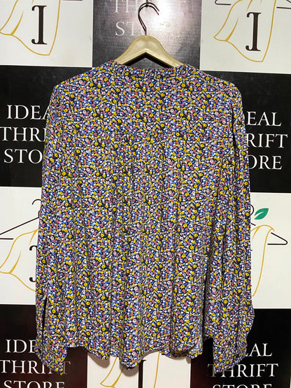 M&S |L| BUST 23| B45| VIBRANT MULTICOLOR DITSY FLORAL BUTTON-DOWN BLOUSE