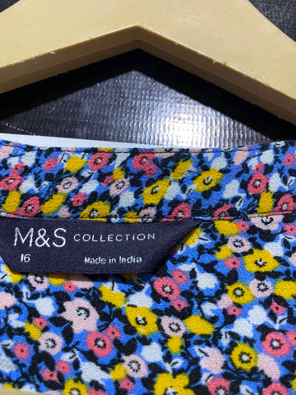 M&S |L| BUST 23| B45| VIBRANT MULTICOLOR DITSY FLORAL BUTTON-DOWN BLOUSE