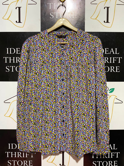 M&S |L| BUST 23| B45| VIBRANT MULTICOLOR DITSY FLORAL BUTTON-DOWN BLOUSE
