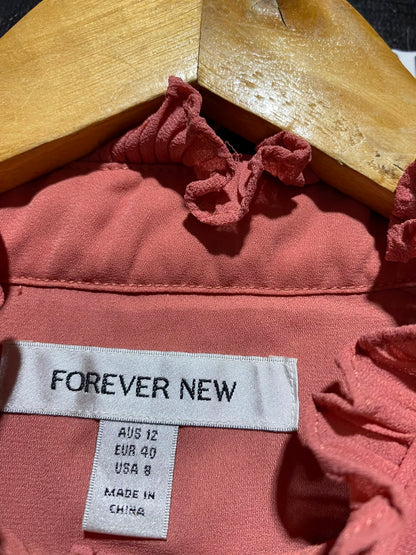 FOREVER NEW |L| BUST 19| B45| PLISSÉ MOCK NECK BUTTON-FRONT TUNIC DRESS