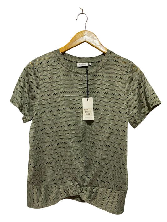 JEANSWEST |M| WAIST 18| B46| SAGE GREEN KNIT FRONT KNOT SHORT SLEEVE TOP