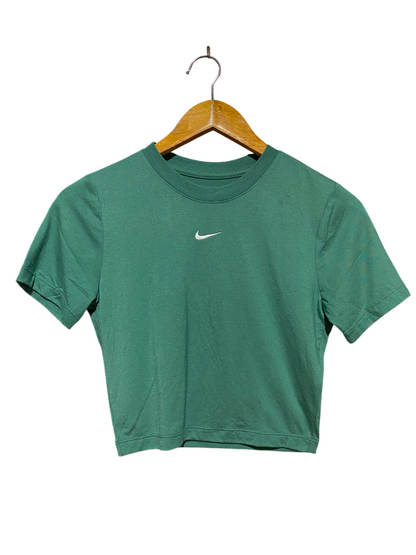 NIKE |XS| BUST 15| B46| EMERALD GREEN CENTER SWOOSH SHORT SLEEVE CROP TOP T-SHIRT