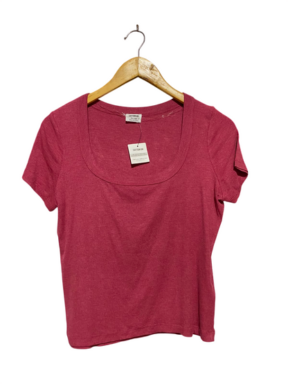 COTTON ON |M| BUST 18| B46| ROSE PINK DEEP SCOOP NECK RIBBED SHORT SLEEVE T-SHIRT