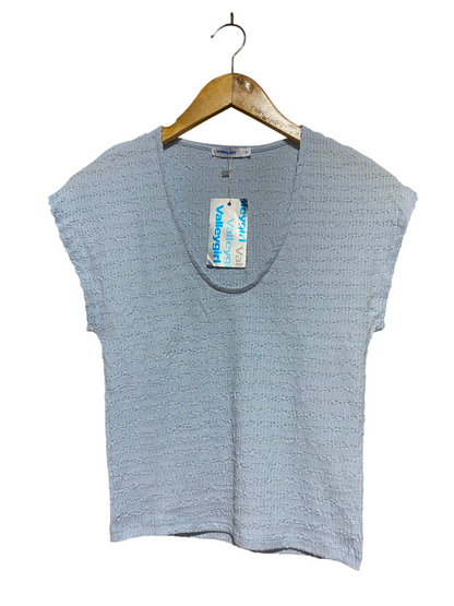 VALLEY GIRL |S| BUST 14| B46| LIGHT BLUE TEXTURED SCOOP NECK CAP SLEEVE TOP