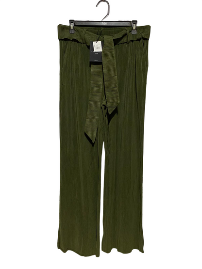CORTEFIEI |L| WAIST 32| B46| OLIVE GREEN PLISSE PLEATED WIDE LEG TROUSERS PANTS WITH BELT