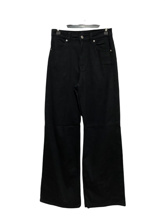 H&M |M| WAIST 27| B46| CLASSIC JET BLACK HIGH WAISTED WIDE LEG FIVE POCKET DENIM JEANS PANTS
