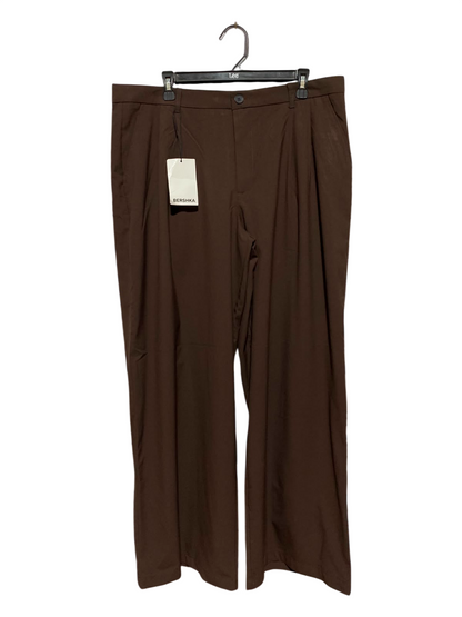 BERSHKA |XXL| WAIST 37| B46| CHOCOLATE BROWN HIGH WAISTED WIDE LEG TAILORED TROUSERS PANTS NWT