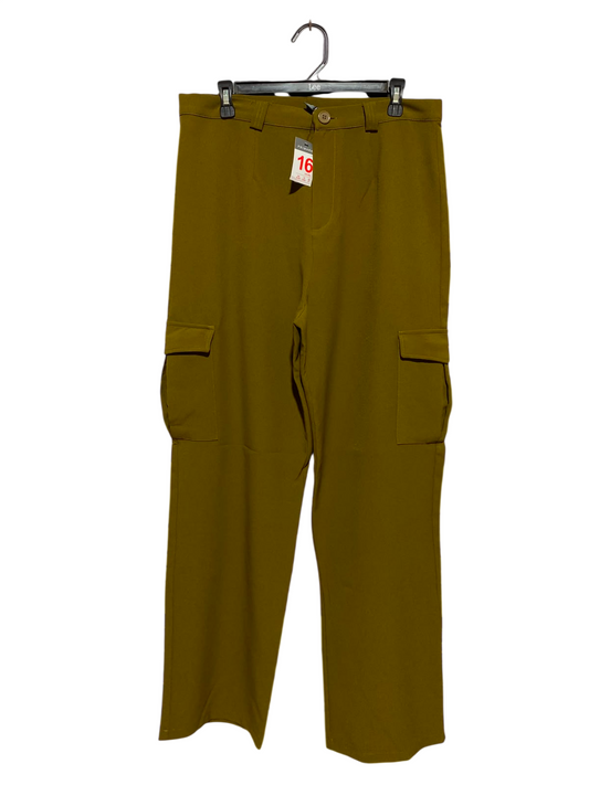 PRIMARK |XL| WAIST 34| B46| OLIVE GREEN HIGH WAISTED WIDE LEG CARGO TROUSERS PANTS