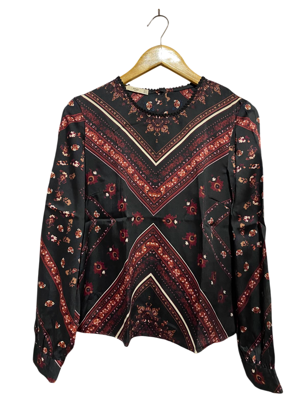 MNG |M| BUST 18| B46| LONG SLEEVE GEOMETRIC BOHO PRINT CHEVRON TOP