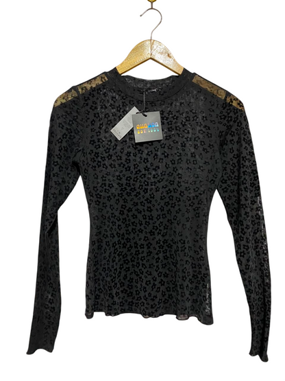 GHANDA |S| BUST 14| B46| FLORAL FLOCKED SHEER CASUAL BLOUSE