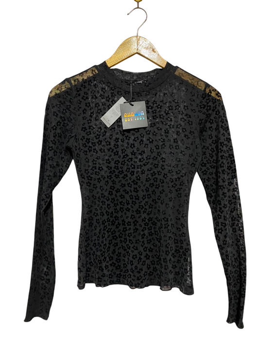 GHANDA |S| BUST 14| B46| FLORAL FLOCKED SHEER CASUAL BLOUSE
