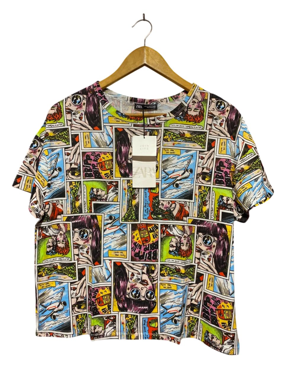 ZARA |M| BUST 22|B46| MULTICOLOR POP ART SHORT SLEEVE TEE