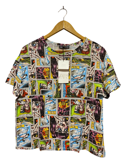 ZARA |M| BUST 22|B46| MULTICOLOR POP ART SHORT SLEEVE TEE