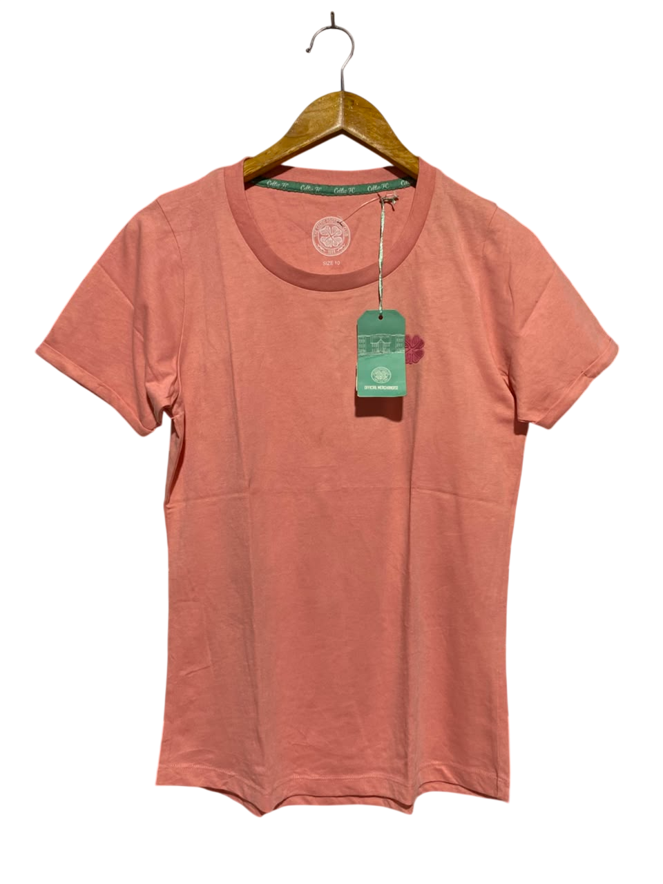 THE CELTIC |M| BUST 17| B46| PEACH PINK CASUAL SHORT SLEEVE EMBROIDERED SHAMROCK TEE