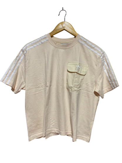 ADIDAS |M| BUST 22| B46| CREAM BEIGE THREE STRIPE SHORT SLEEVE TEE